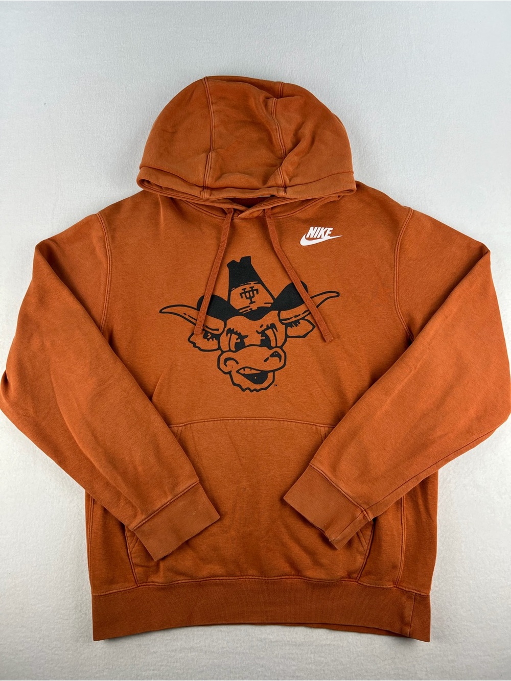 Nike Texas Longhorns Orange Legacy Logo Club Fleece Pullover Hoodie Men Size S